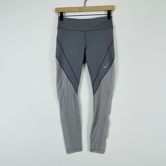 Nike Dri-Fit Grey Mesh Side Panels Compression Pull On Leggings Womens Sz Small - Picture 1 of 9
